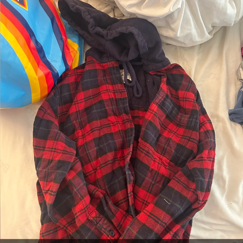 Plaid Red and Black Hoodie